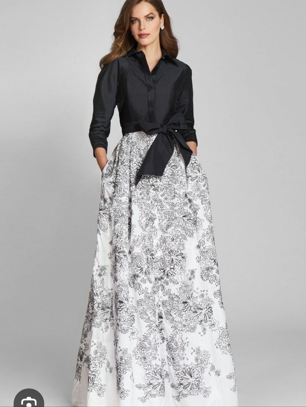 Teri Jon By Richie Freeman Taffeta Shirt Gown